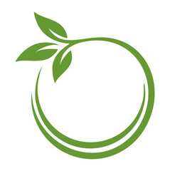 Simple round wreath with contour branches. Border of green leaves. Decorative design element. Doodle frame for logo  invitation