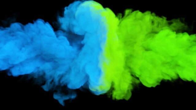 3D Smoke Collision - Blue and Green Slow Motion Graphics