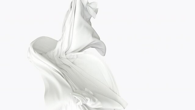 Elegant Beautiful White Cloth Abstract: Slow Motion 3D Graphics