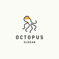 Octopus logo icon flat design template