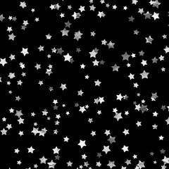 glitter silver metallic stars confetti scatter on a black background