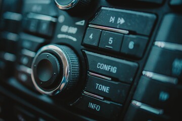 Closeup shot of a modern car's interior design with detailed buttons