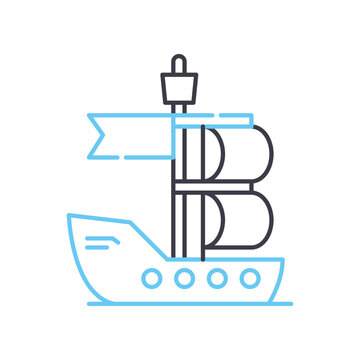 parate ship line icon, outline symbol, vector illustration, concept sign