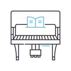piano line icon, outline symbol, vector illustration, concept sign