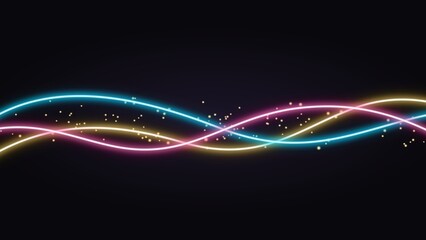Abstract modern neon glowing background with wavy lines