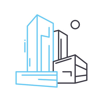 recommend clip art: office building line icon, outline symbol, vector illustration, concept sign