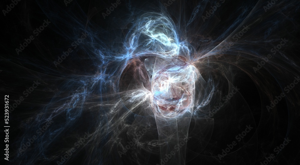 Poster 3d render of a white fractal pattern isolated on a black background