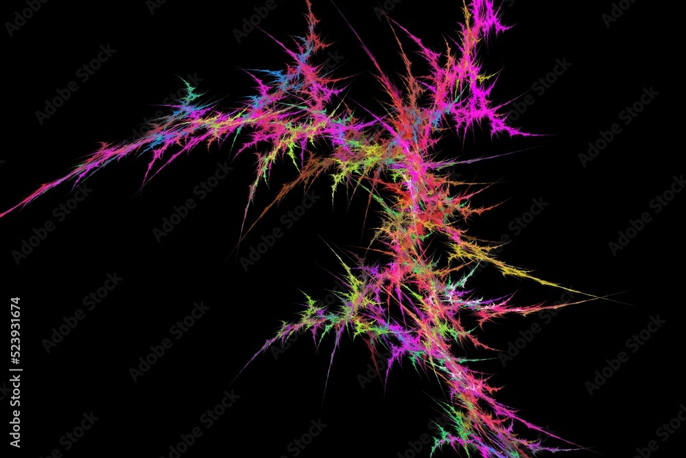 Poster 3d render of a colorful fractal pattern isolated on a black background