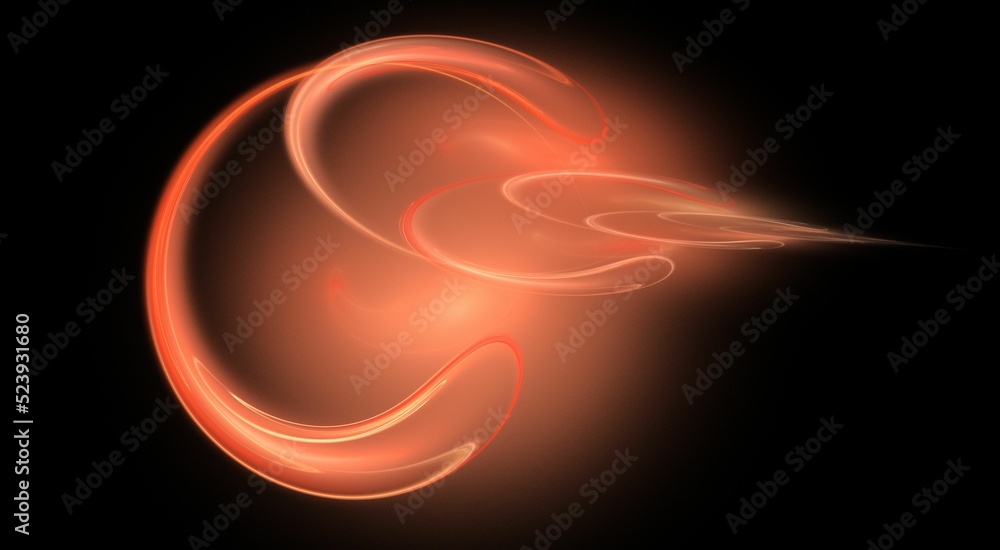 Poster 3d render of a orange fractal pattern isolated on a black background