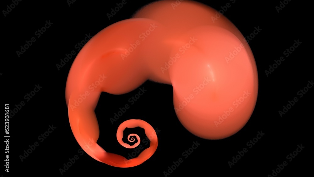 Poster 3d render of an orange fractal pattern isolated on a black background