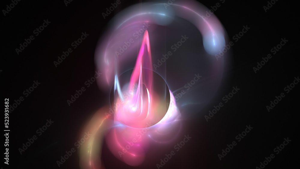 Poster 3d render of a pink fractal pattern isolated on a black background