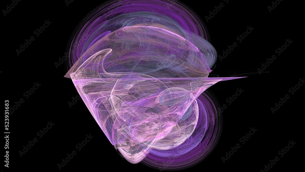 Poster 3d render of a purple fractal pattern isolated on a black background