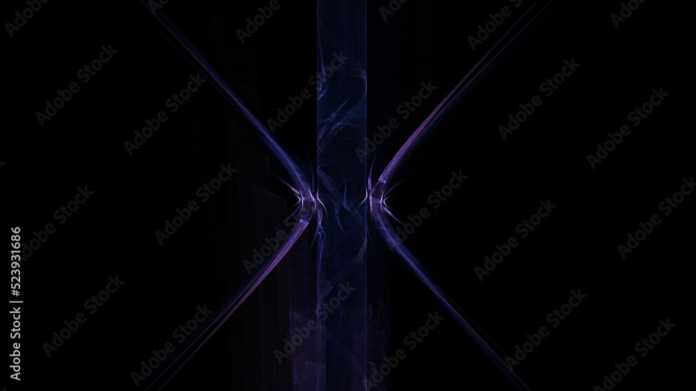 Wall mural 3d render of a purple fractal pattern isolated on a black background