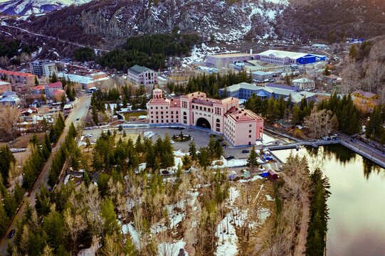 Aerial view of a sanatorium in Jermuk