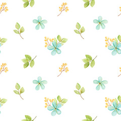 Beautiful watercolor blue flowers as seamless pattern.