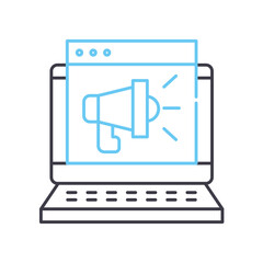 promote site line icon, outline symbol, vector illustration, concept sign