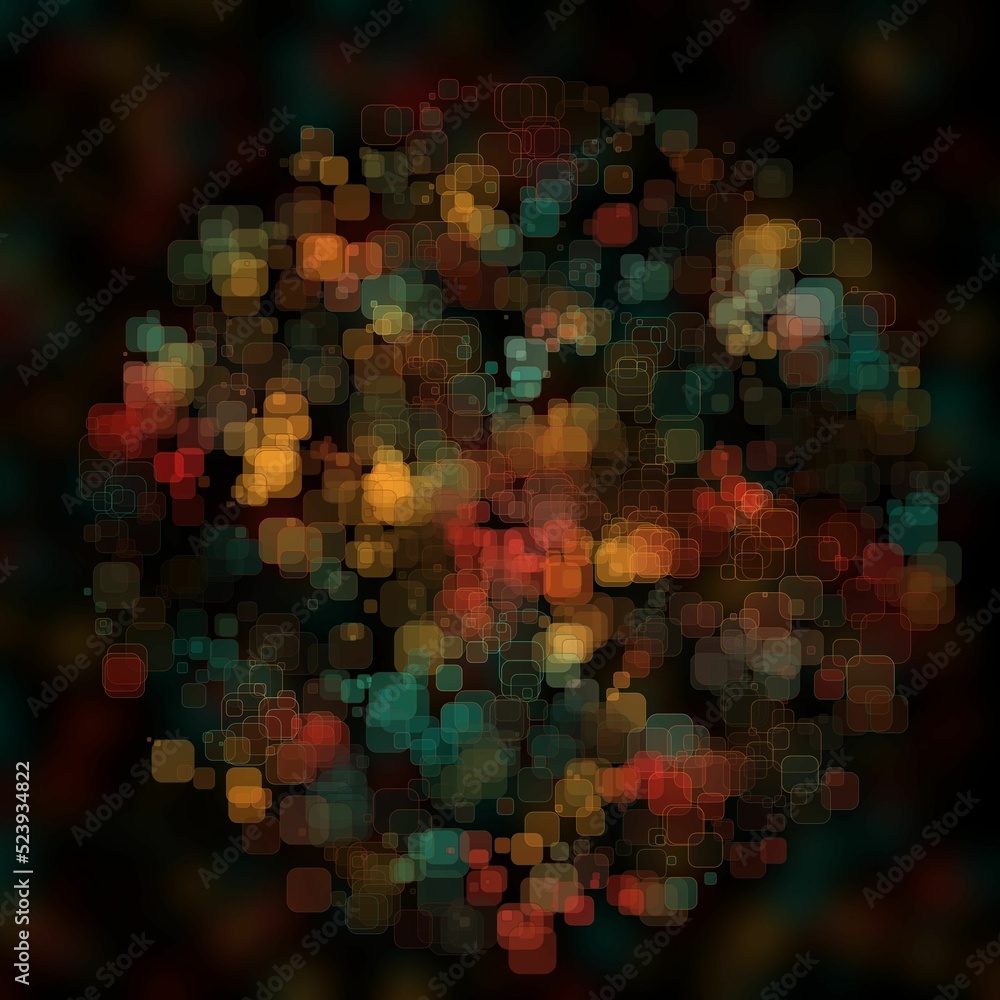 Poster abstract geometric sphere of many square glittering in space explosion of confetti rounded square