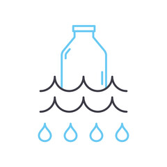 pour down the river line icon, outline symbol, vector illustration, concept sign