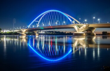 Lowry Bridge lit up at night