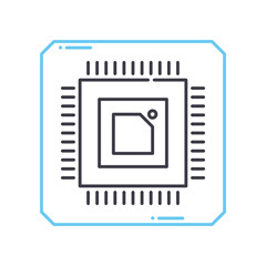 processor line icon, outline symbol, vector illustration, concept sign