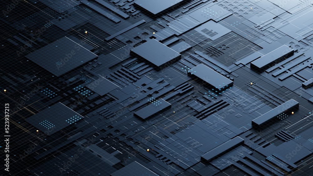 Aufkleber circuit board,abstract network technology background,3d rendering,conceptual image.