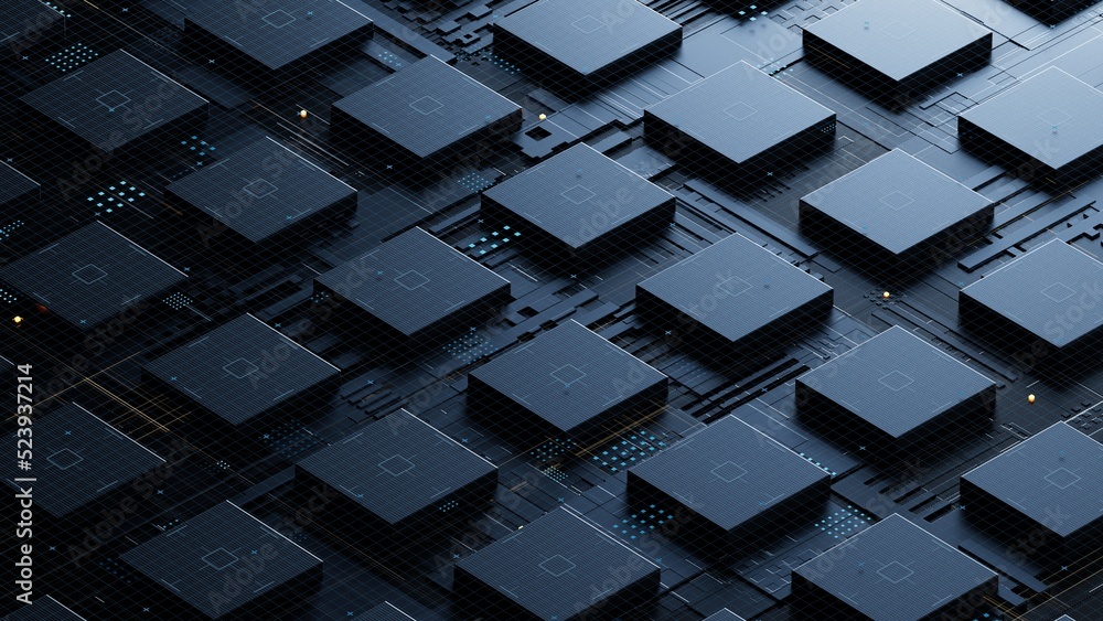 Aufkleber circuit board,abstract network technology background,3d rendering,conceptual image.