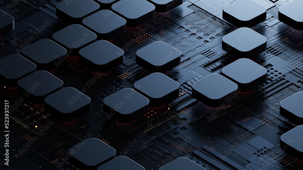 Aufkleber circuit board,abstract network technology background,3d rendering,conceptual image.