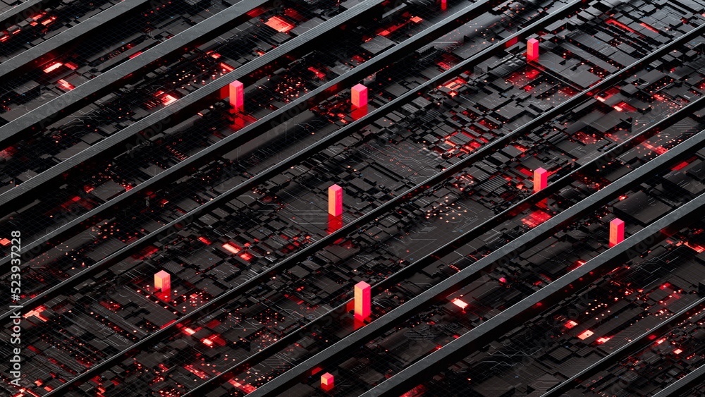 Aufkleber circuit board,abstract network technology background,3d rendering,conceptual image.