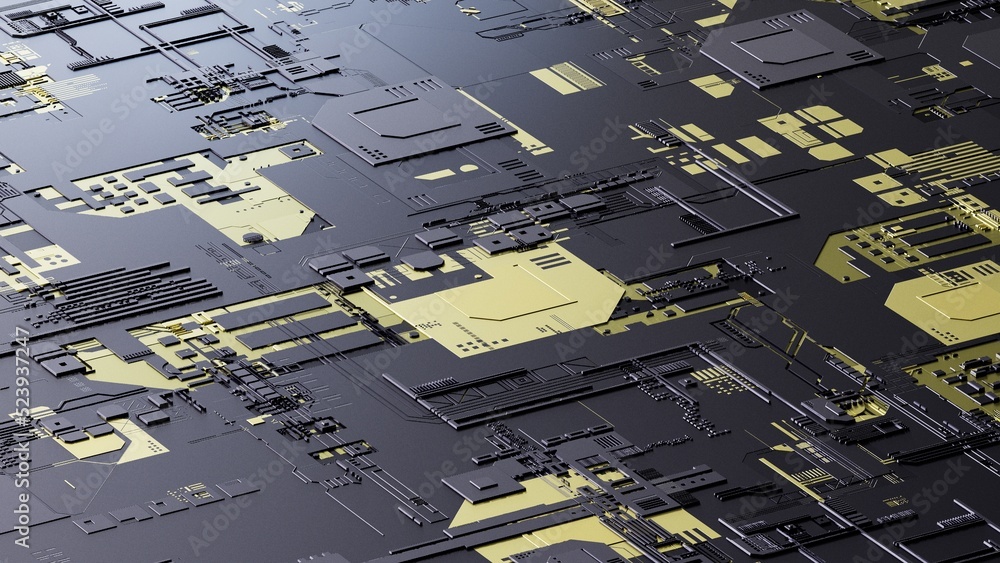Aufkleber circuit board,abstract network technology background,3d rendering,conceptual image.