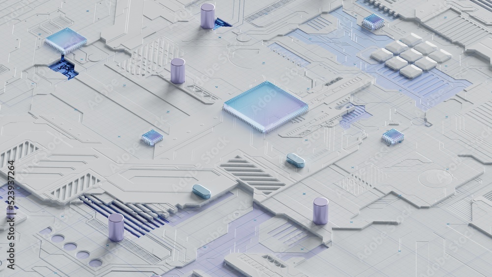 Aufkleber circuit board,abstract network technology background,3d rendering,conceptual image.