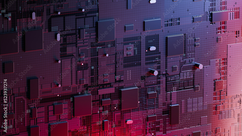 Aufkleber circuit board,abstract network technology background,3d rendering,conceptual image.