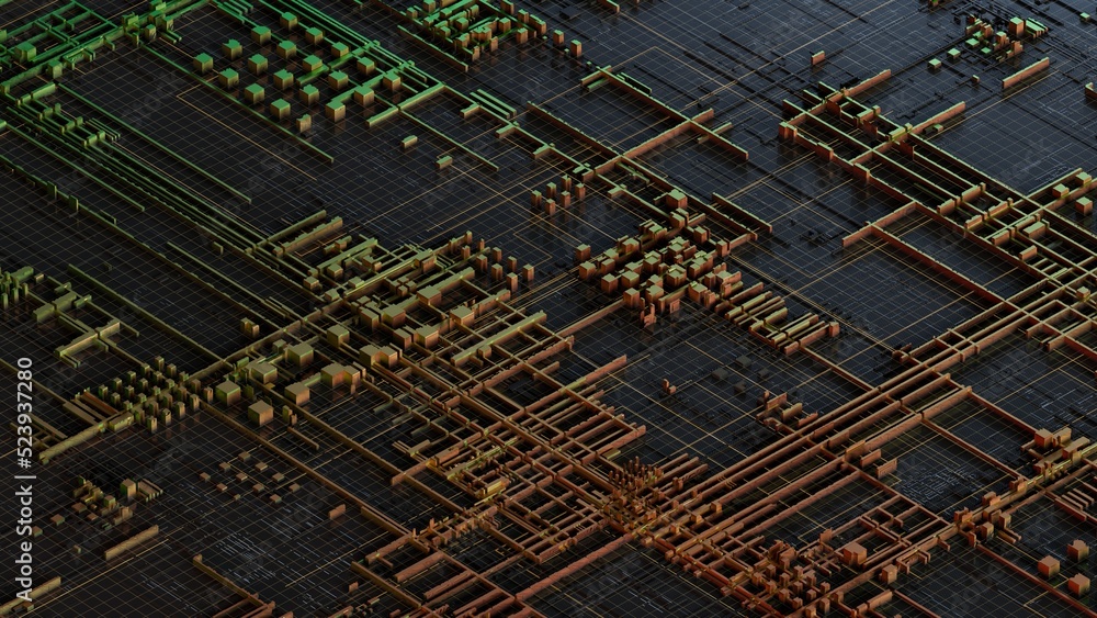 Poster circuit board,abstract network technology background,3d rendering,conceptual image.