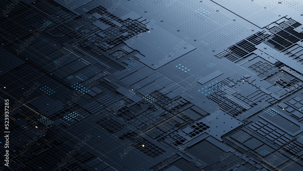 Aufkleber circuit board,abstract network technology background,3d rendering,conceptual image.