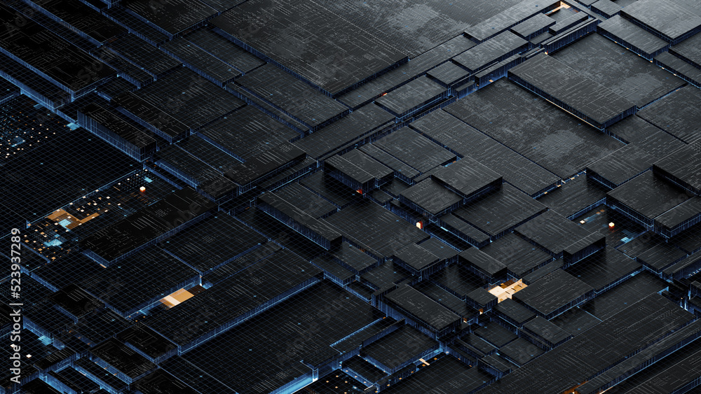 Aufkleber circuit board,abstract network technology background,3d rendering,conceptual image.