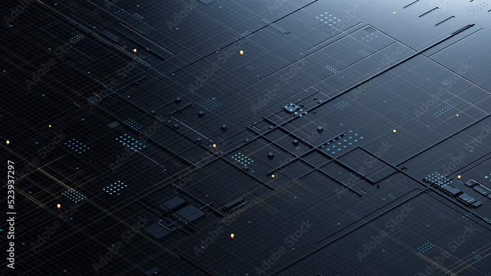 Aufkleber circuit board,abstract network technology background,3d rendering,conceptual image.