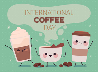 international coffee day - obrazy, fototapety, plakaty