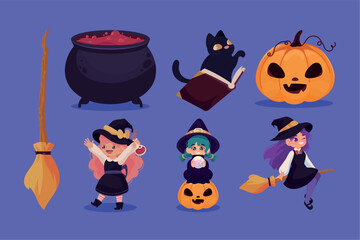 set of halloween witches