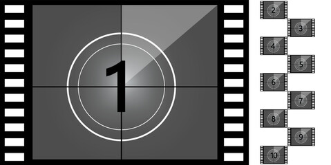 Old movies timer counter. Vector illustration. Stock image. 