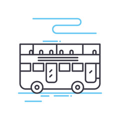 touristic bus line icon, outline symbol, vector illustration, concept sign