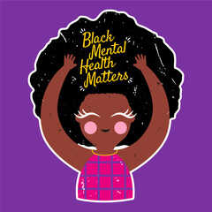 black mental health matters sticker with cute black girl