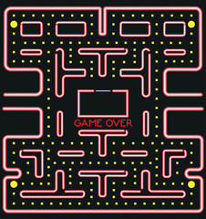 Illustration scene of the famous old pixel video game that we love, the familiar background screenshot retro style