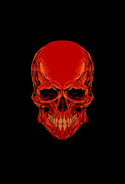 Skull red color vector illustration