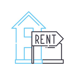 rent line icon, outline symbol, vector illustration, concept sign