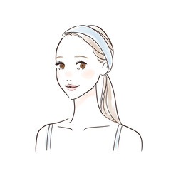 笑顔の女性 美容イメージ 一つ結び