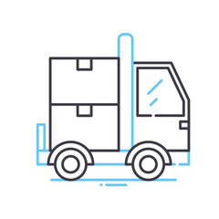 moving truck line icon, outline symbol, vector illustration, concept sign