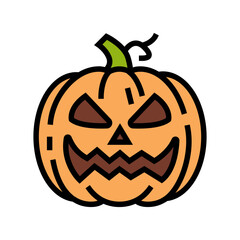 halloween pumpkin face color icon vector illustration