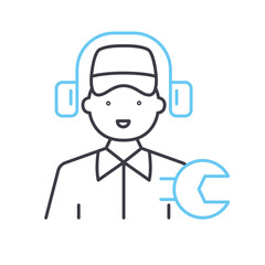 tech support line icon, outline symbol, vector illustration, concept sign