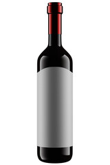 Black glass wine bottle. 3D illustration rendering