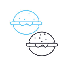 ham burger line icon, outline symbol, vector illustration, concept sign