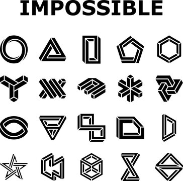 impossible geometric shape icons set vector